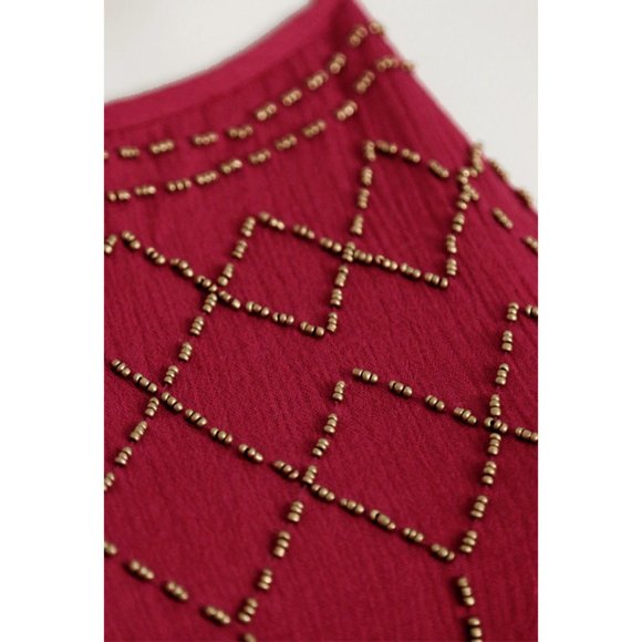 NEW Beaded Apron Neckline Trapeze Boho Mini Dress - Picture 2 of 8